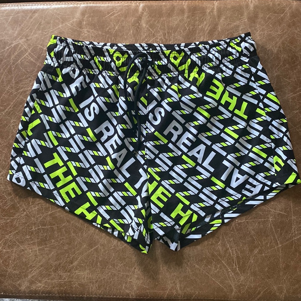 Zumba Fitness Black, White & Neon Lime Graphic Athletic Shorts